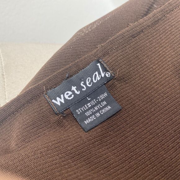 Y2K Wet Seal Brown Knit Baby Doll Tank Top Large Ruffles Sequins Boho Festival - Picture 9 of 10